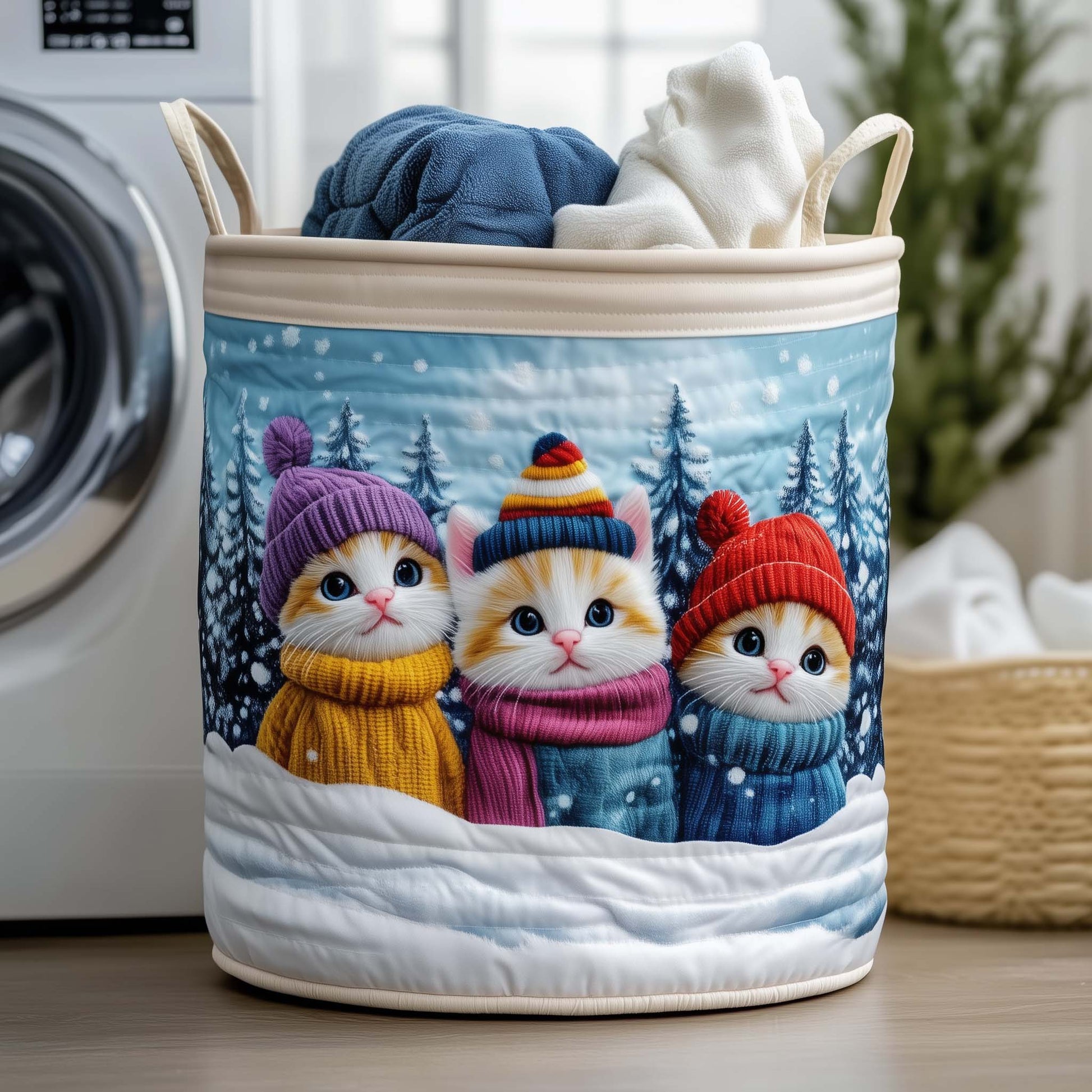 The Cozy Whisker Quilted Laundry Basket Tote 1427