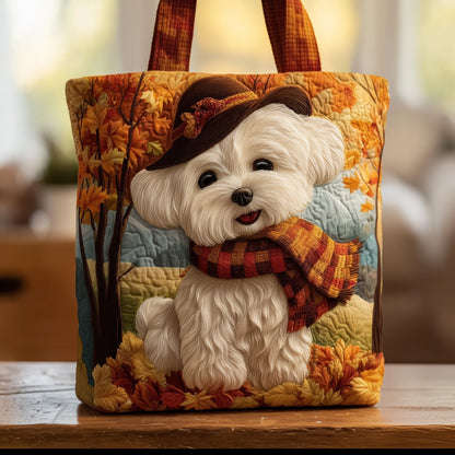 The Autumn Bichon Quilted Tote
