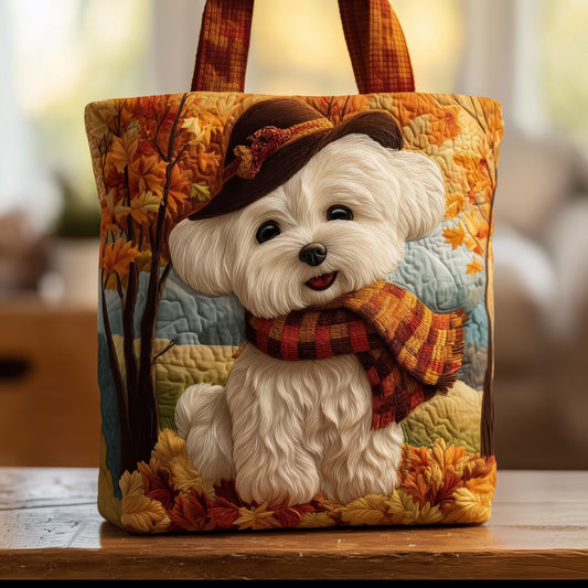 The Autumn Bichon Quilted Tote