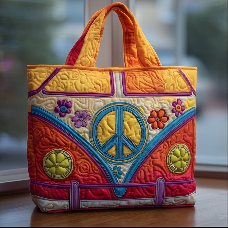 Peace Sign Flowers Tote Bag
