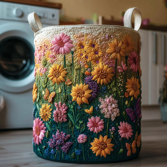 The Sea Of Flowers Quilted Laundry Basket Tote