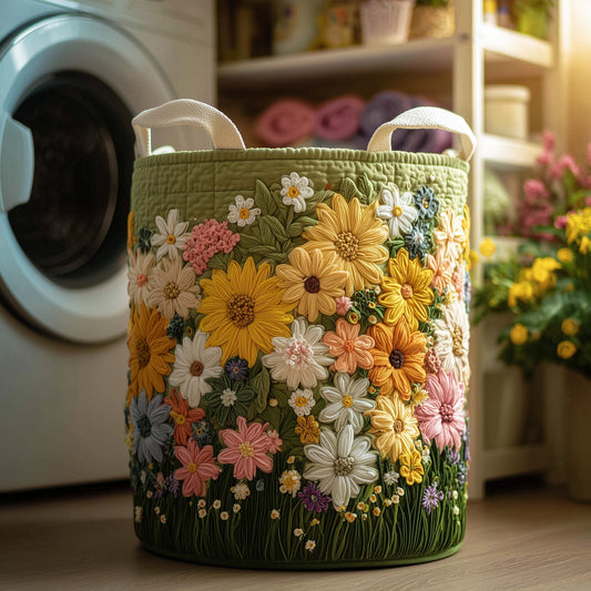 The Sea Of Flowers Quilted Laundry Basket Tote