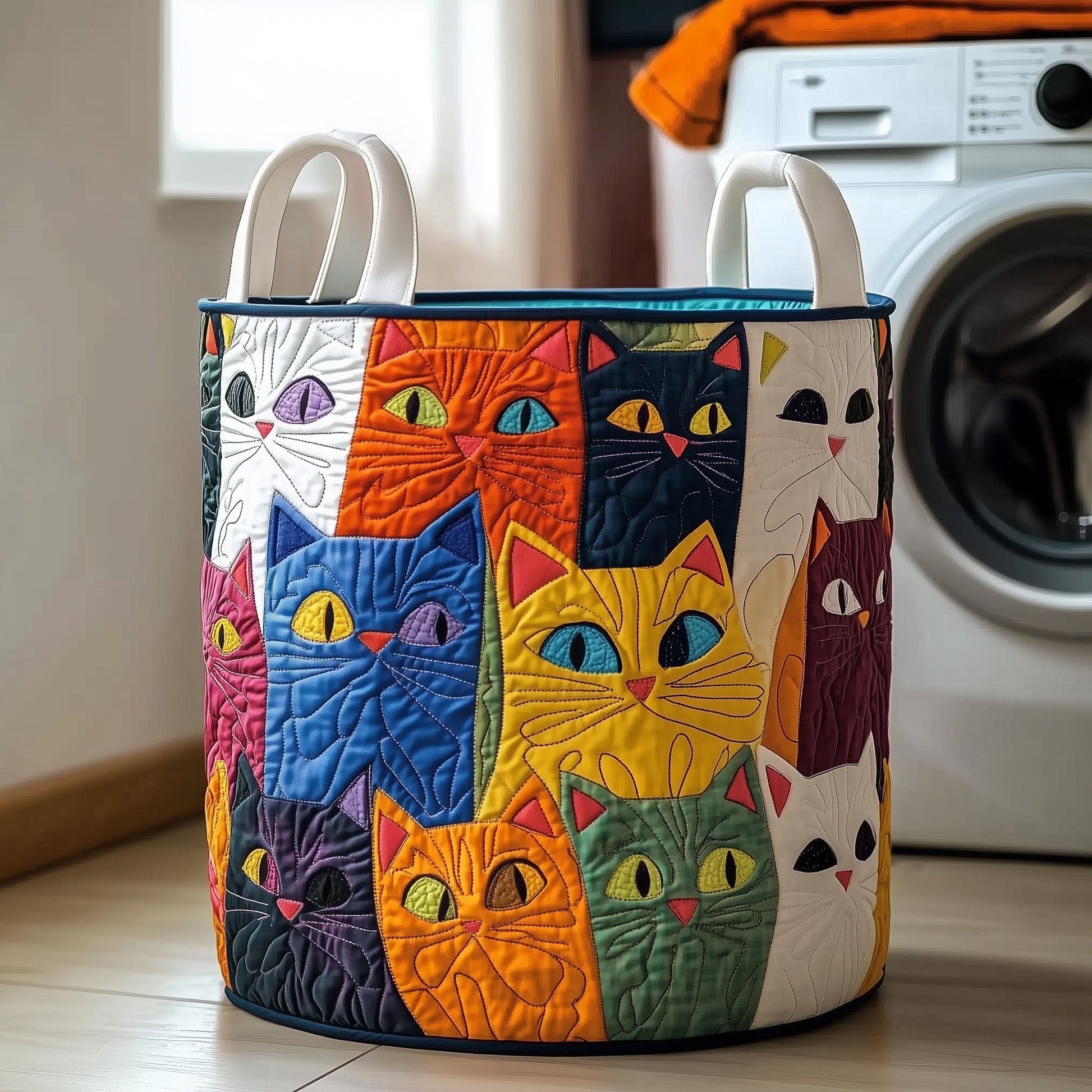 The Whimsical Cat Quilted Laundry Basket Tote G218