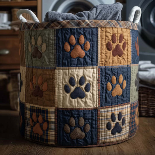 The Paws Patchwork Quilted Laundry Basket Tote