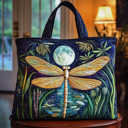 Everyday Dragonfly Moon Quilted Tote