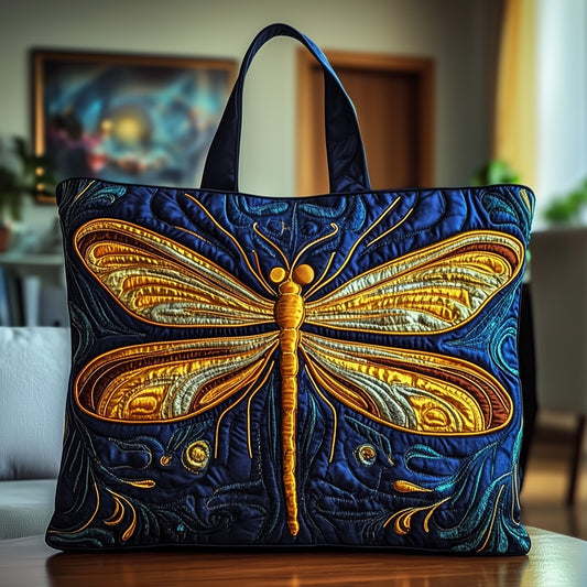 Everyday Dragonfly Artwork Quilted Tote