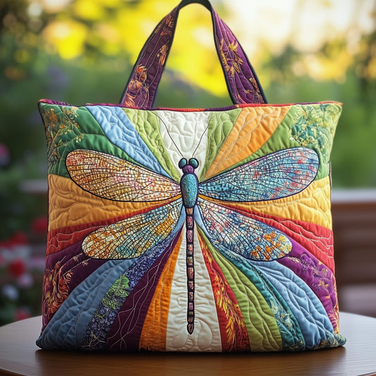 Everyday Colorful Dragonfly Quilted Tote