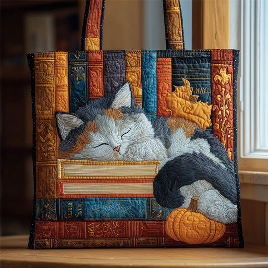 Sleeping Cat Books Quilted Tote