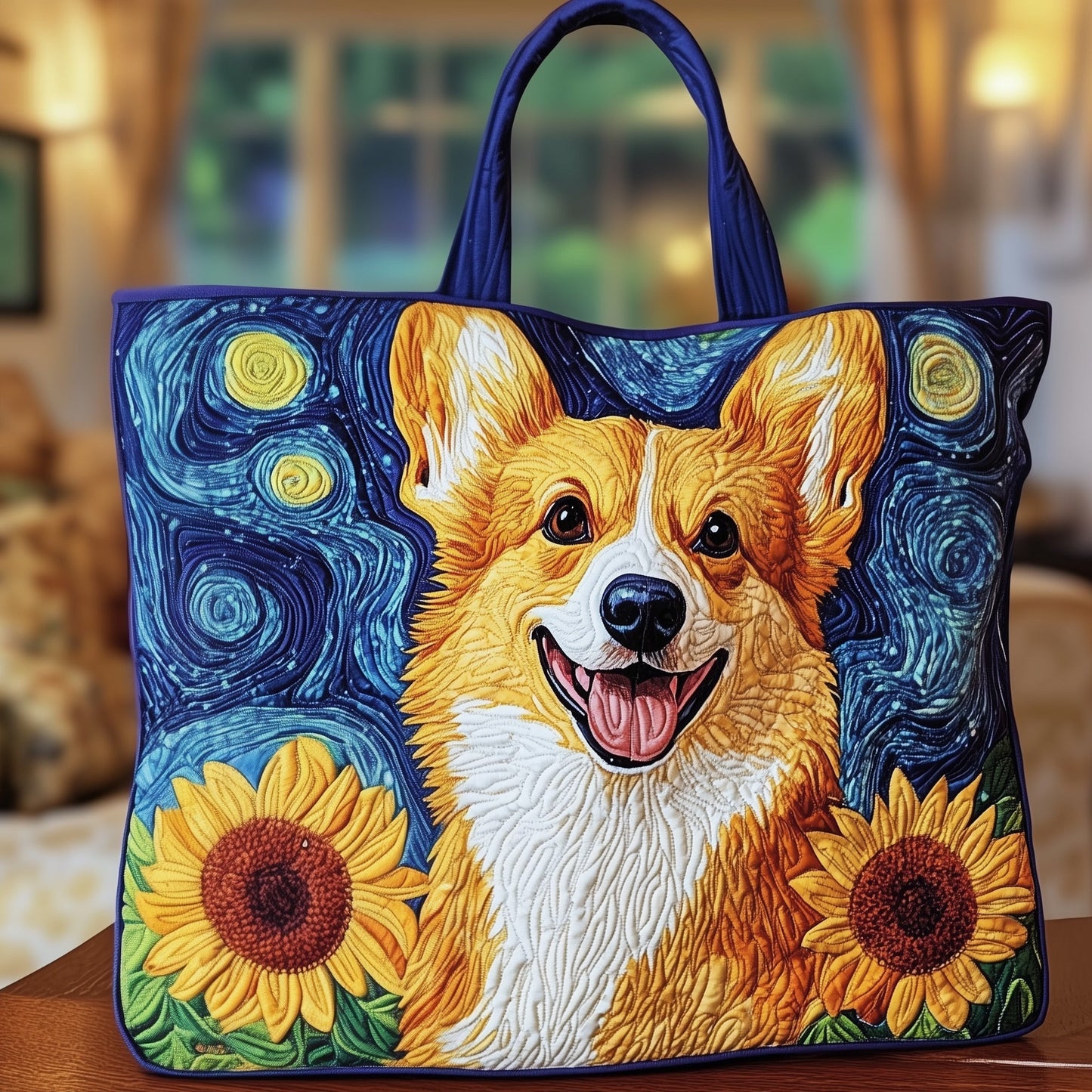 The Starry Corgi Quilted Tote