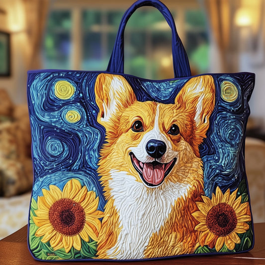 The Starry Corgi Quilted Tote