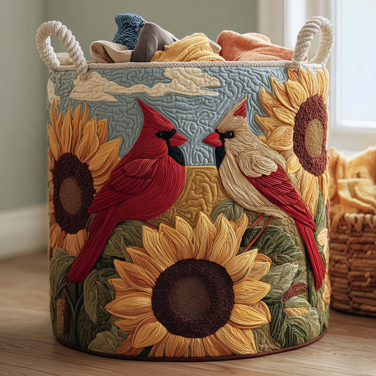 The Cardinal Pair Quilted Laundry Basket Tote