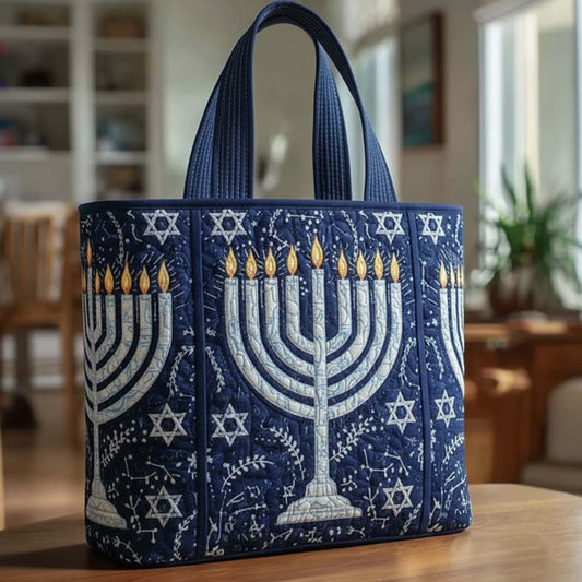 The Menorah Quilted Tote Bag