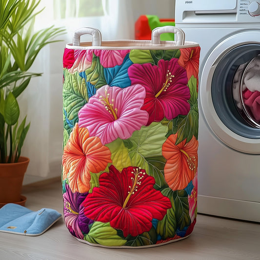 The Hibiscus Glow Quilted Laundry Basket Tote