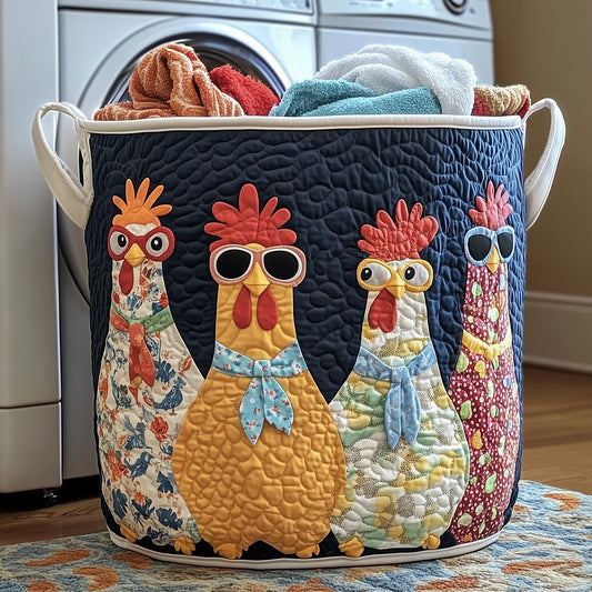 The Whimsical Chicken Quilted Laundry Basket Tote G392