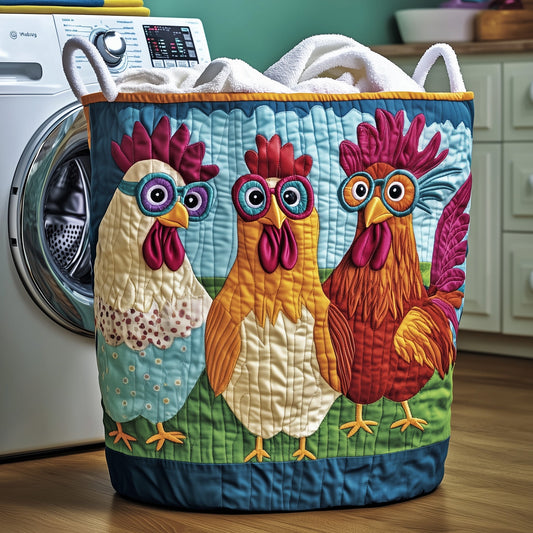 The Whimsical Chicken Quilted Laundry Basket Tote G394