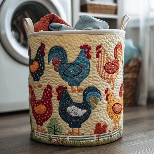 The Whimsical Chicken Quilted Laundry Basket Tote G395