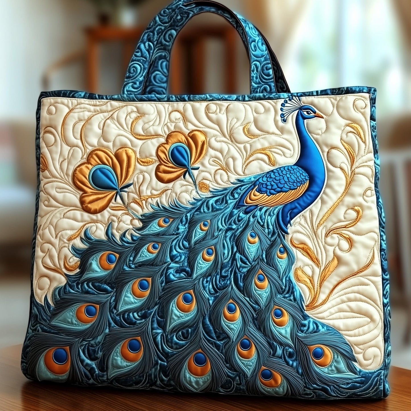 The Majesty Peacock Quilted Tote