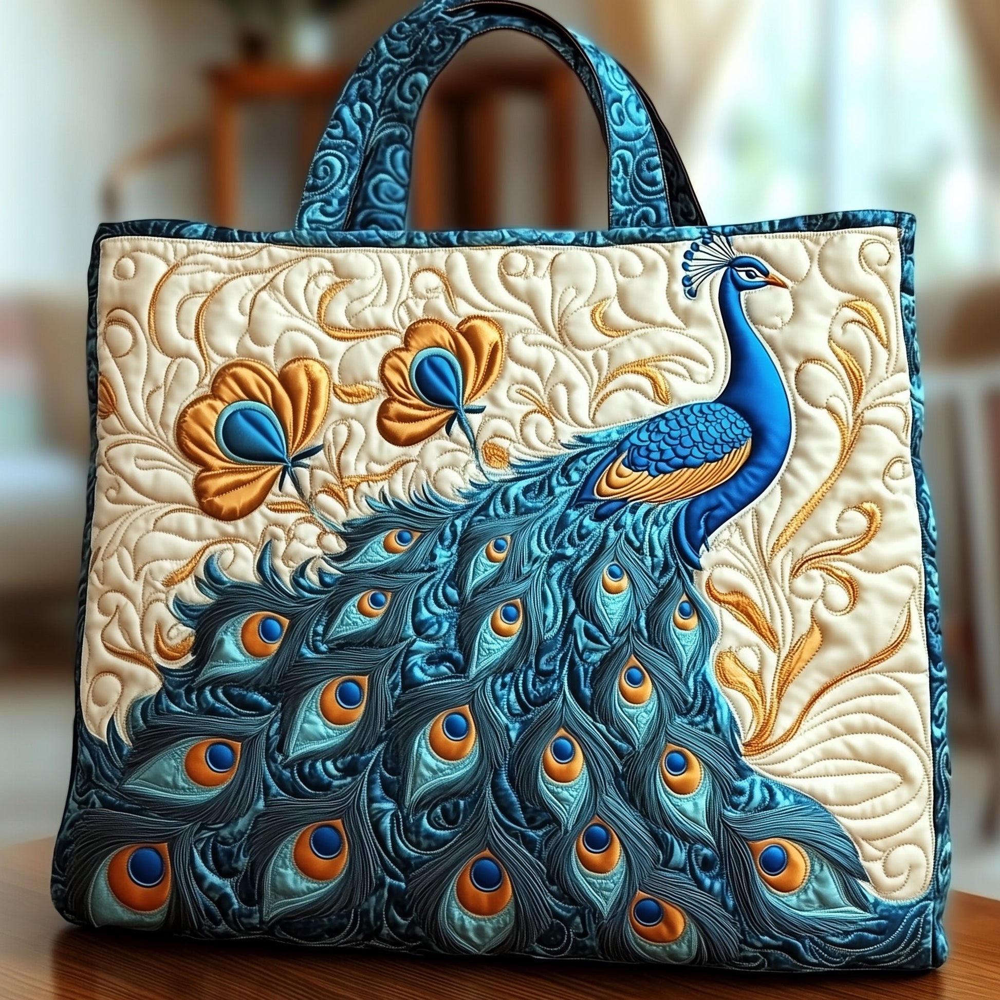 The Majesty Peacock Quilted Tote