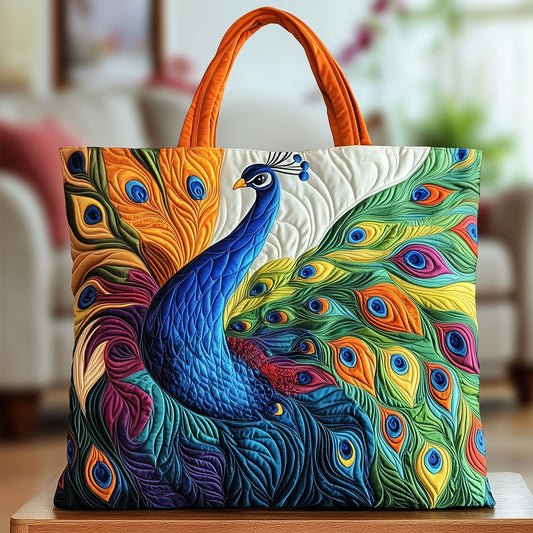 The Vibrant Peacock Quilted Tote