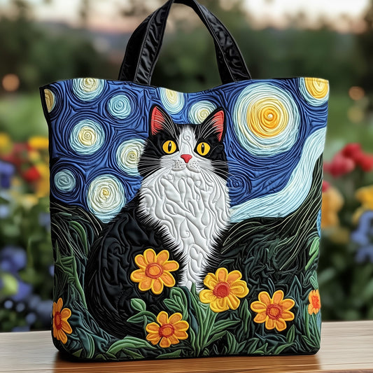 Cat Starry Sky Quilted Tote