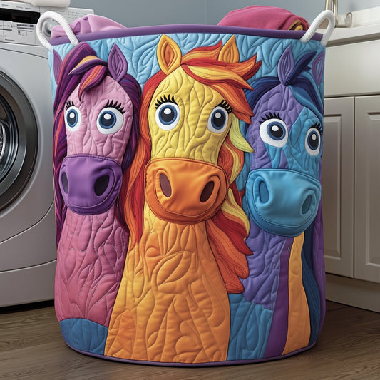The Whimsical Horse Quilted Laundry Basket Tote G506