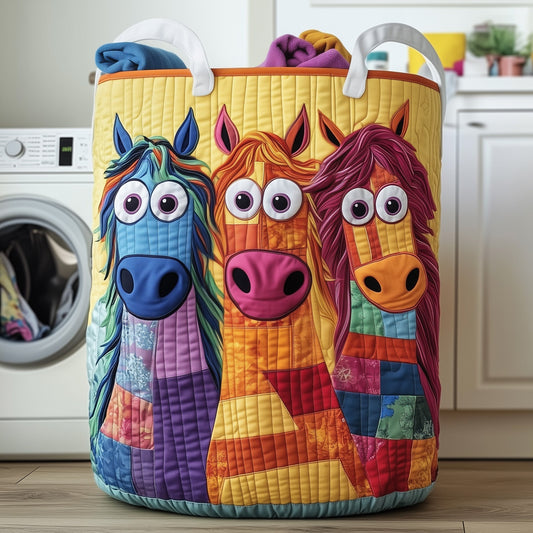 The Whimsical Horse Quilted Laundry Basket Tote G507
