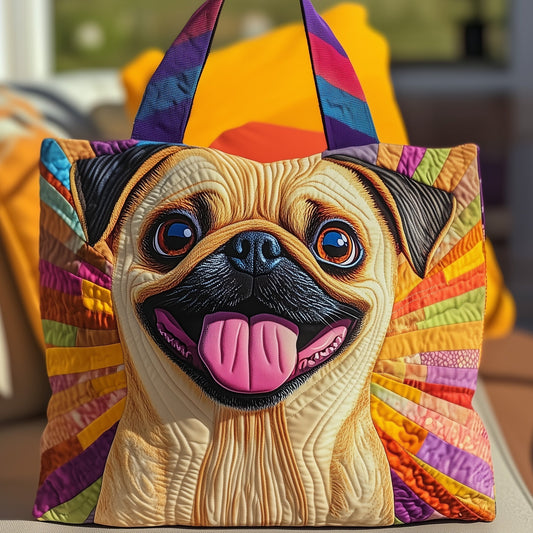 The Pug Smile Quilted Tote