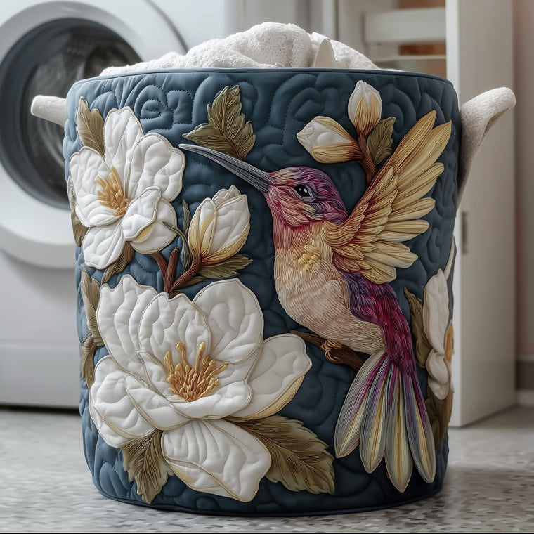 Elegant Hummingbird Laundry Quilted Tote