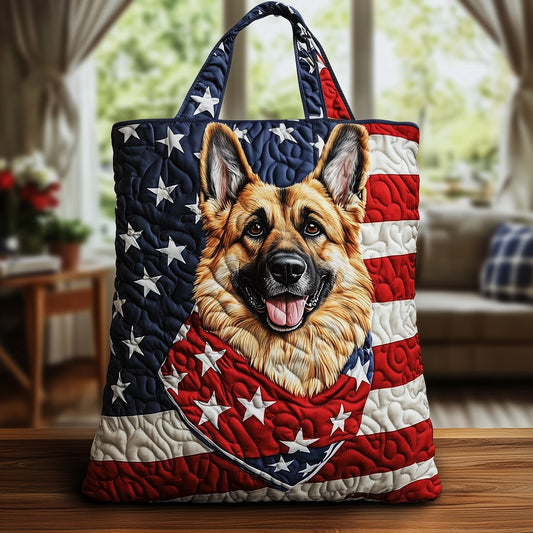 The Patriotic German Shepherd Quilted Tote