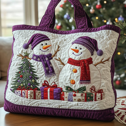 Everyday Joyful Snowman Quilted Tote