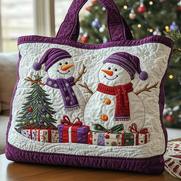 Everyday Joyful Snowman Quilted Tote