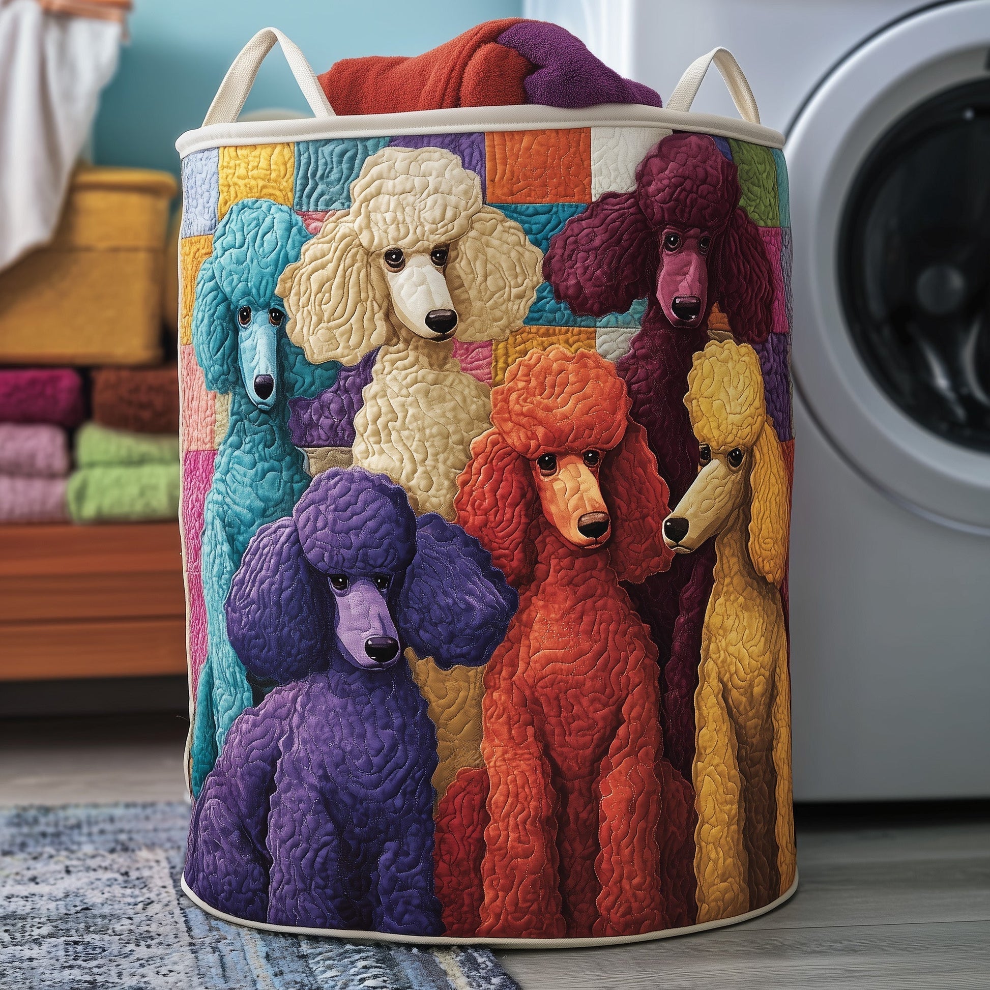 Funky Poodle Laundry Tote Bag