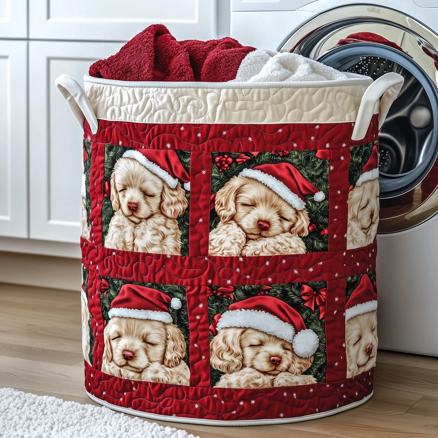 The Adorable Poodle Quilted Laundry Basket Tote