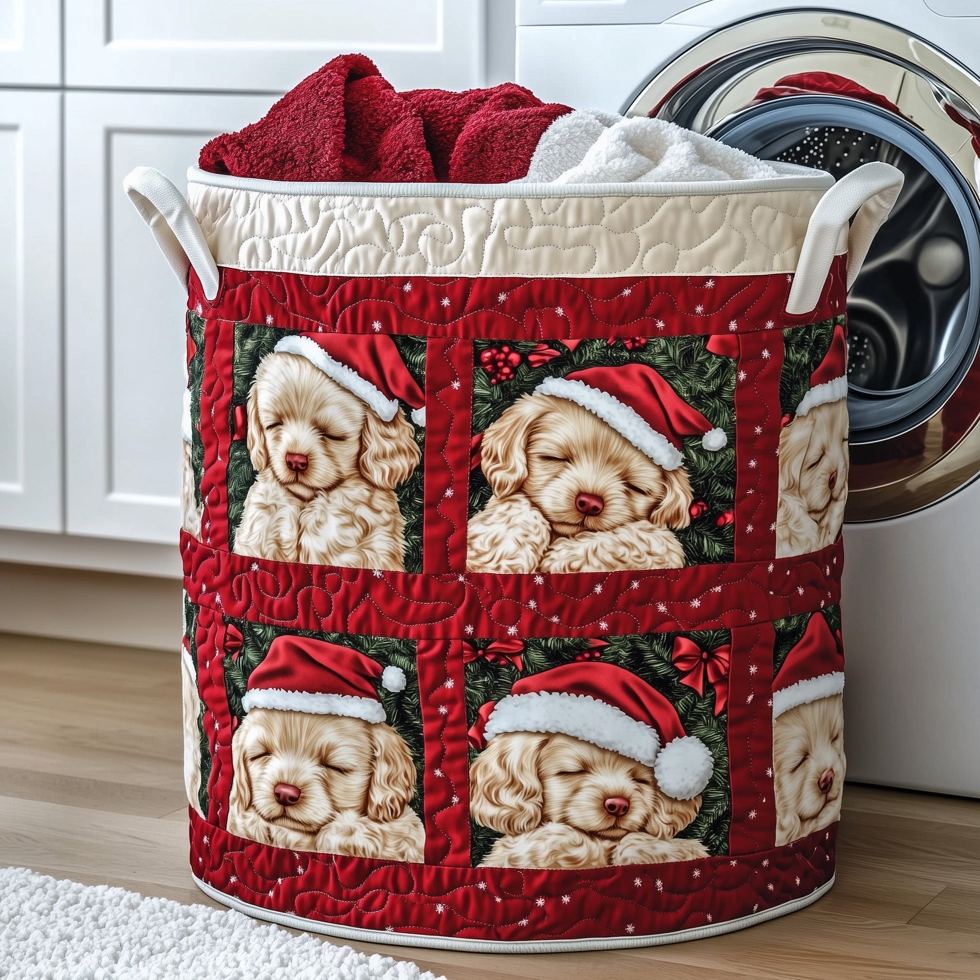 The Adorable Poodle Quilted Laundry Basket Tote