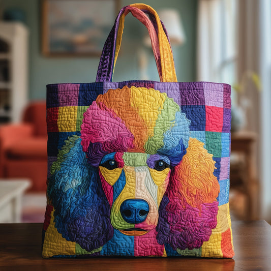 Colorful Poodle Artwork Quilted Tote