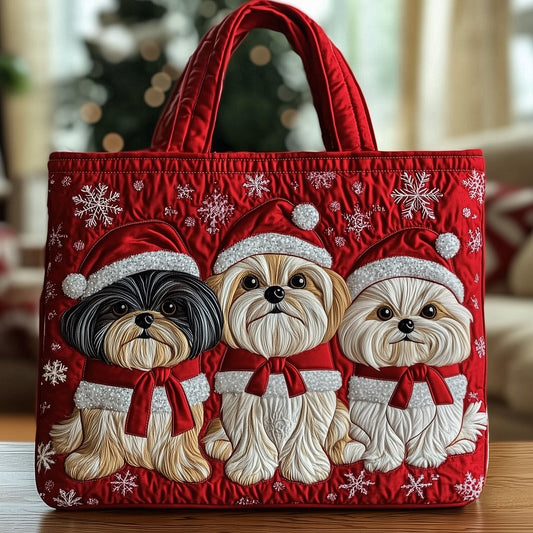 The Holiday Shih Tzu Quilted Tote