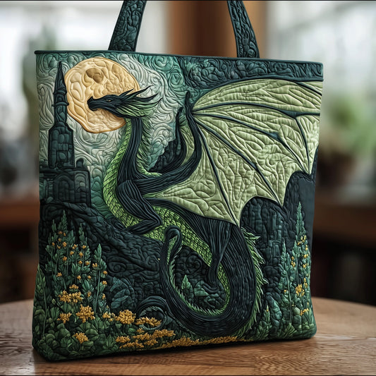 Green Dragon Moon Quilted Tote