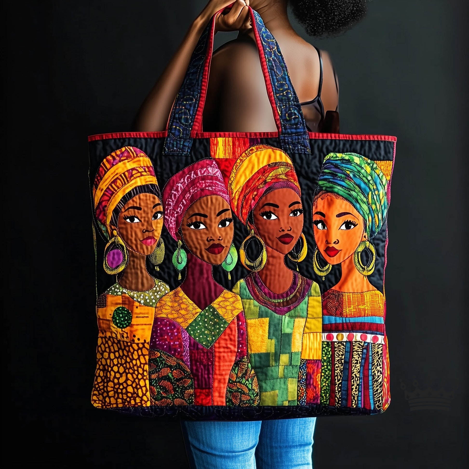 African Women Portraits Quilted Tote