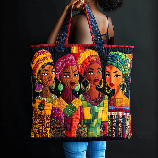 African Women Portraits Quilted Tote