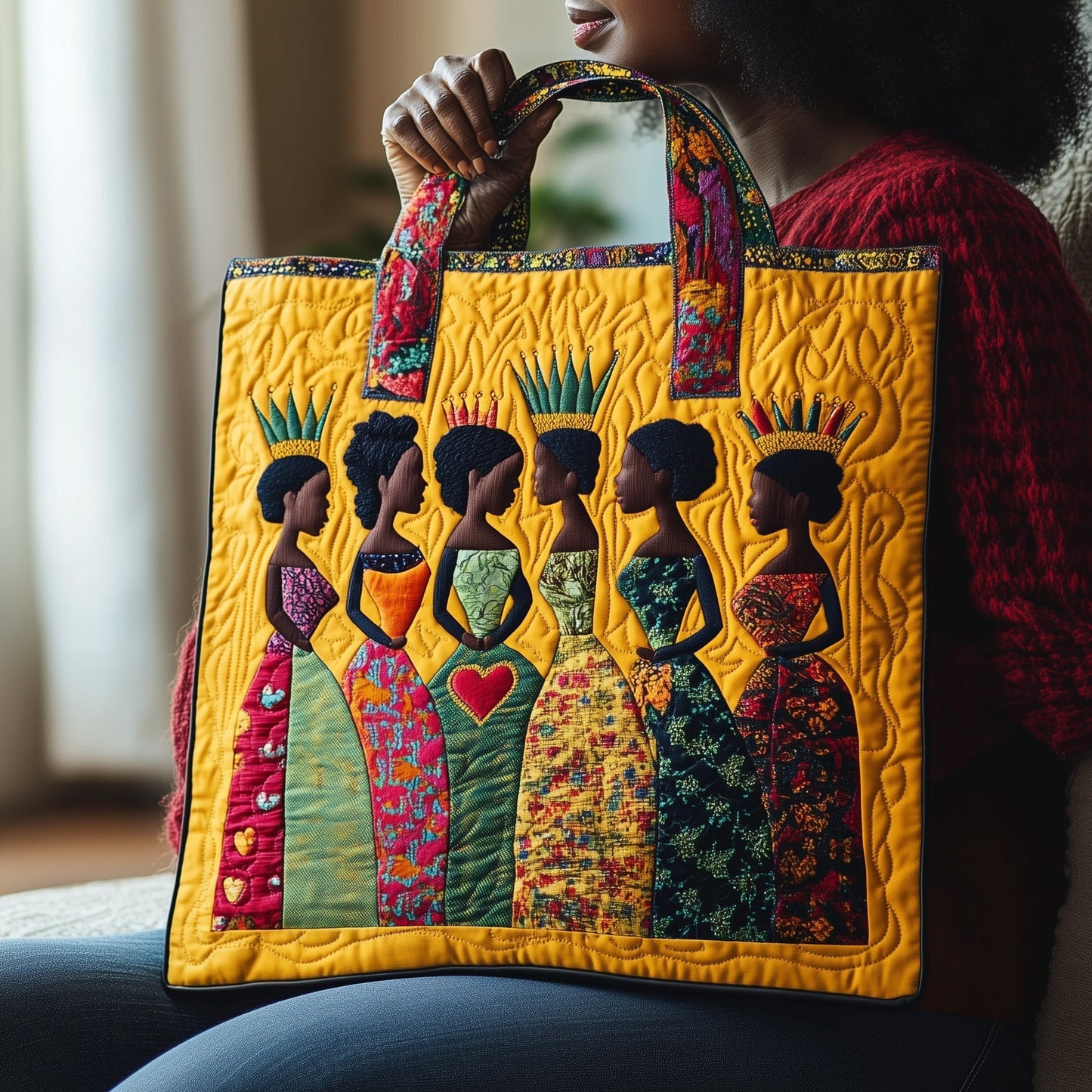 Black Women Crowns Quilted Tote