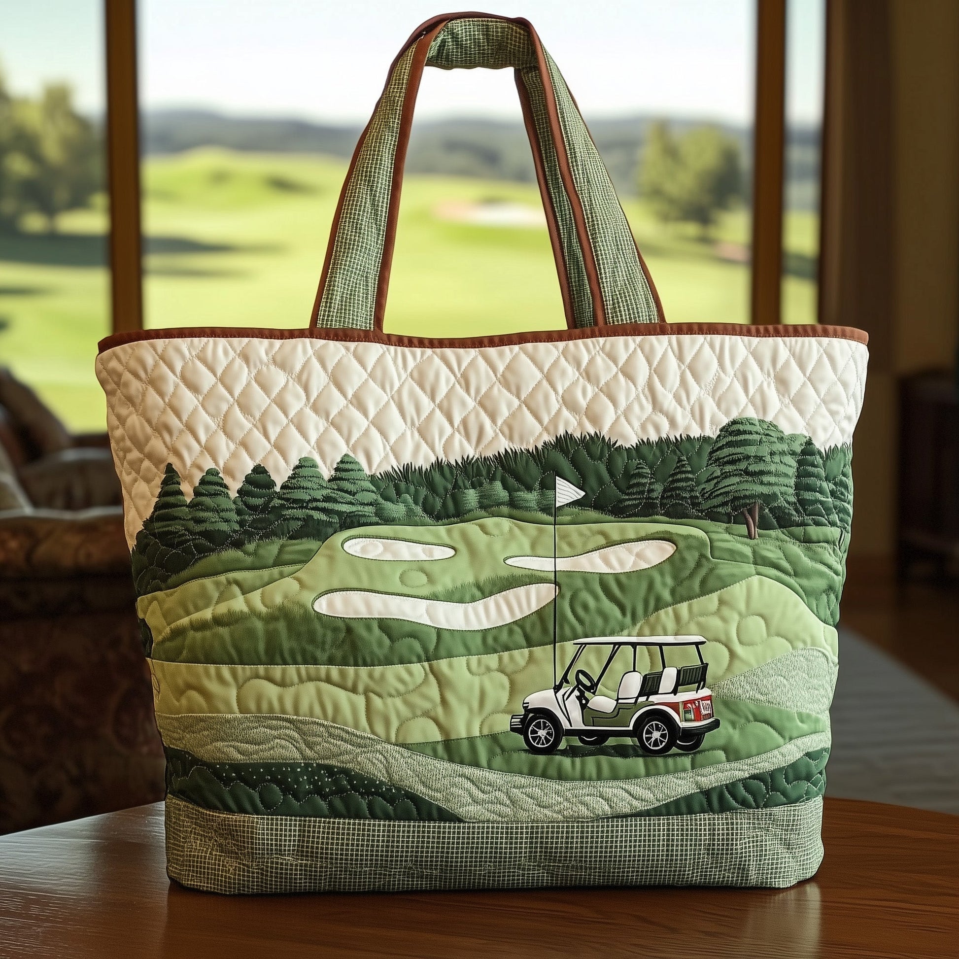 Golf Course Landscape Quilted Tote
