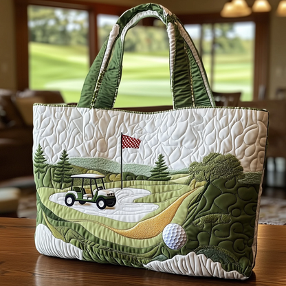 Golf Course Scene Quilted Tote