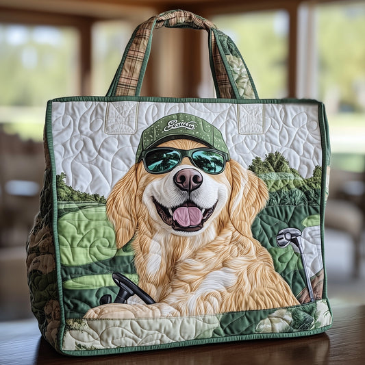 The Golfing Golden Retriever Quilted Tote