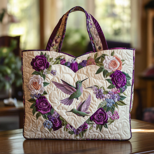The Hummingbird Floral Quilted Tote