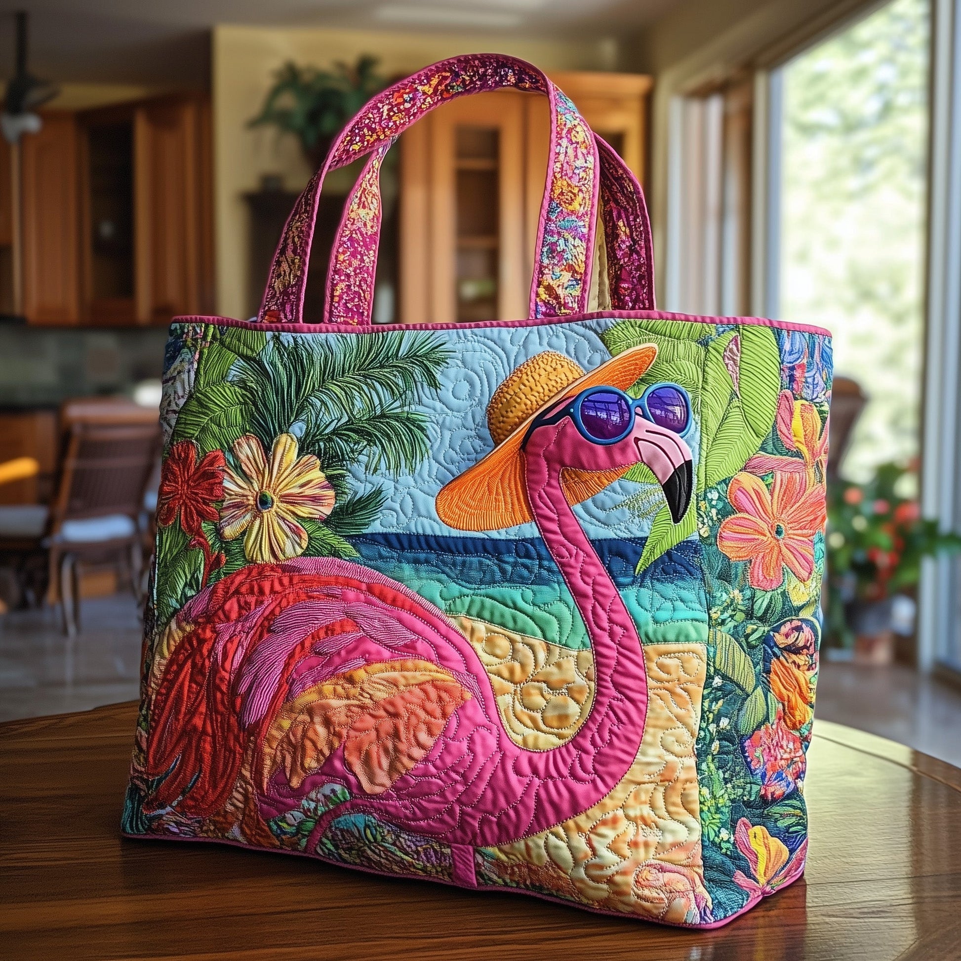 Everyday Flamingo Breeze Quilted Tote