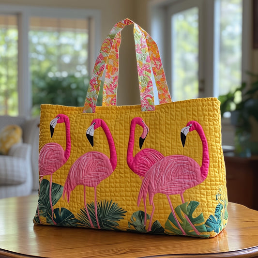 The Flamingo Flock Quilted Tote