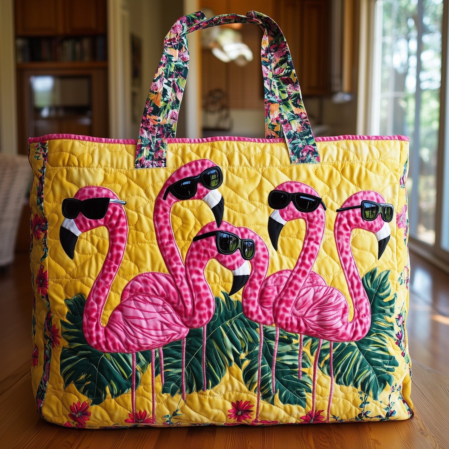 The Sunglass Flamingo Quilted Tote