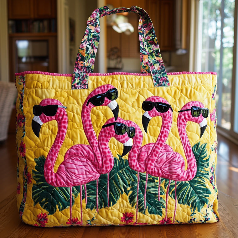 The Sunglass Flamingo Quilted Tote
