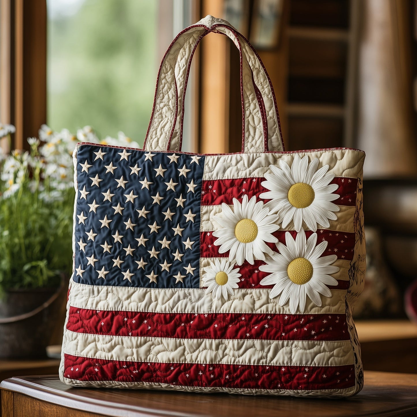 Everyday Stars Daisies Quilted Tote