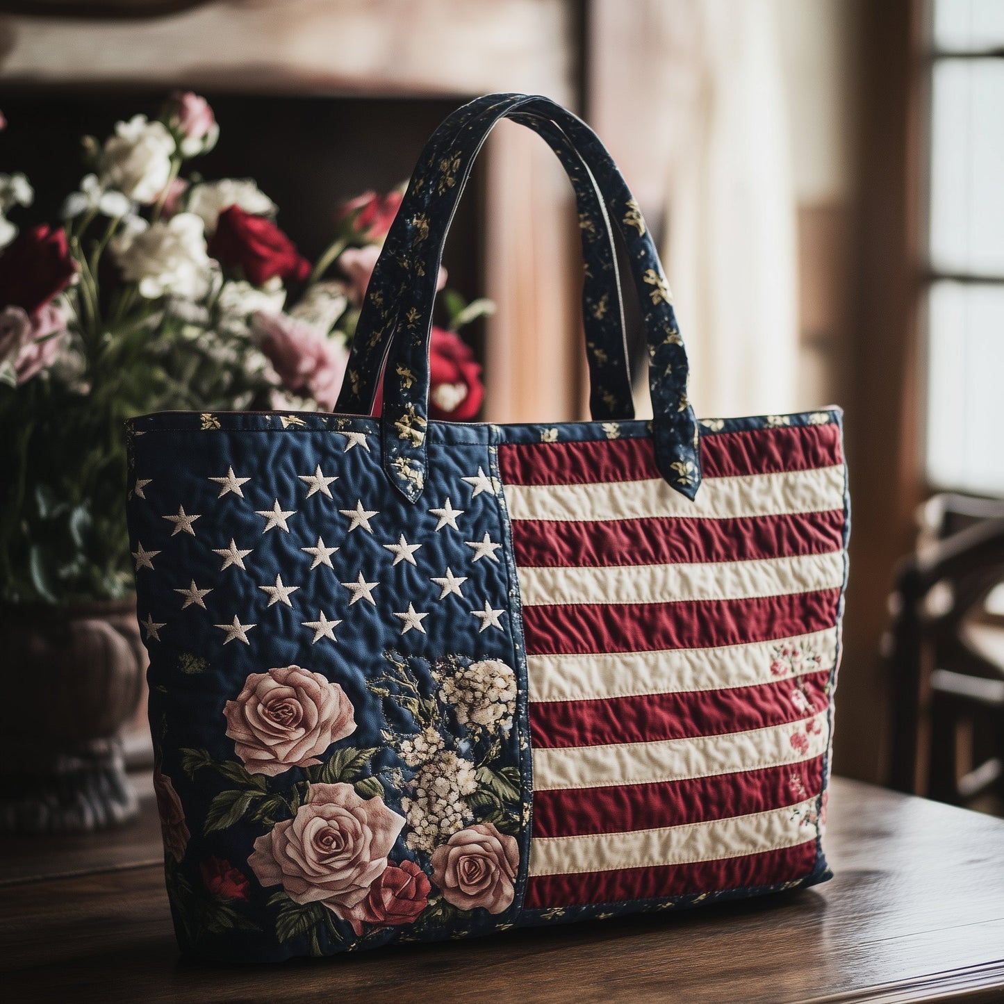 Everyday Stars Roses Quilted Tote